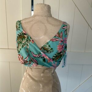 Floral bathing suit Top - Teal and Pink